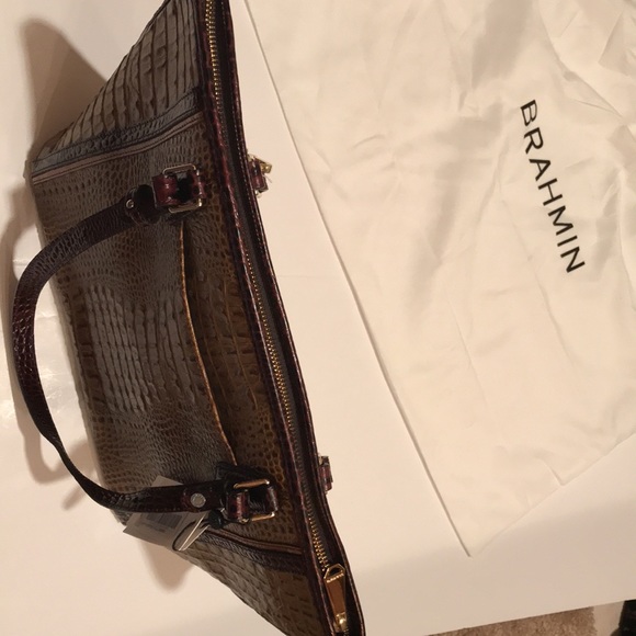 NWT BRAHMIN MEDIUM ASHER TAN CAPELLA GENUINE LEATHER LEOPARD BAG PURSE SATCHEL - Picture 10 of 16